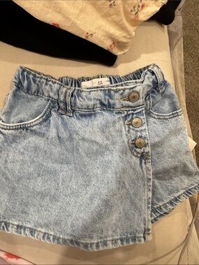 Zara Light Blue Denim Skort with Button Front